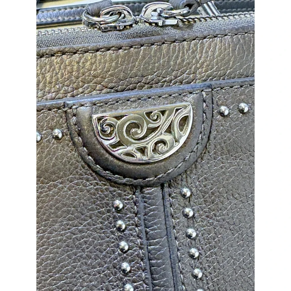 BRIGHTON‎ Pretty Tough Jojo Domed Pewter Studded Organizer Crossbody Bag